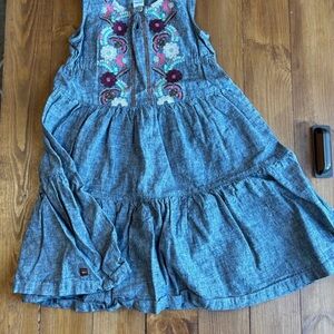 Tea Collection NEW Girls 4 Embroidered Chambray Twirl Dress